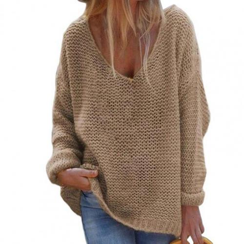 V-Neck Knit Pullover Sweater | Loose Fit | Textured Weave
