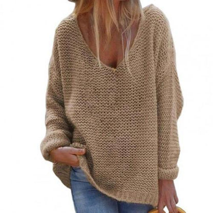 V-Neck Knit Pullover Sweater | Loose Fit | Textured Weave