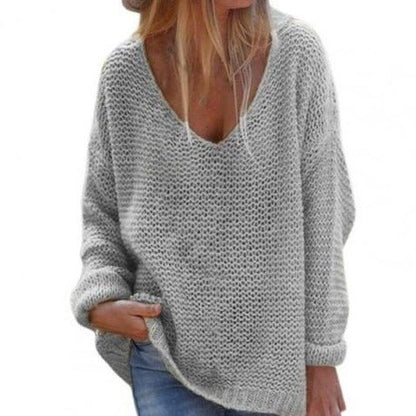 V-Neck Knit Pullover Sweater | Loose Fit | Textured Weave