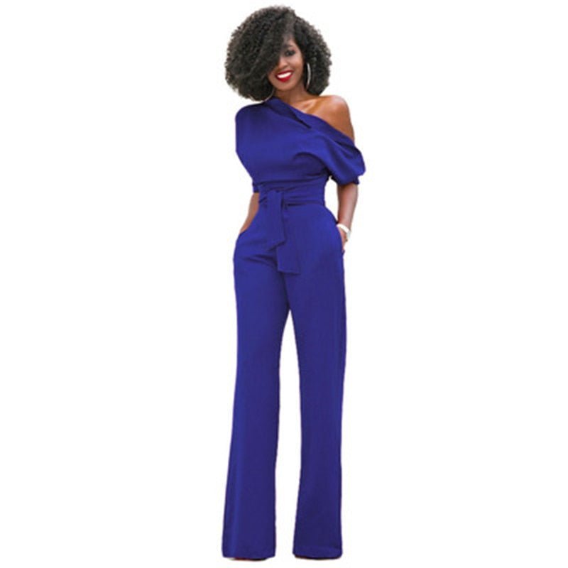 One-Shoulder Belted Jumpsuit | Wide-Leg Silhouette | Statement Evening Look