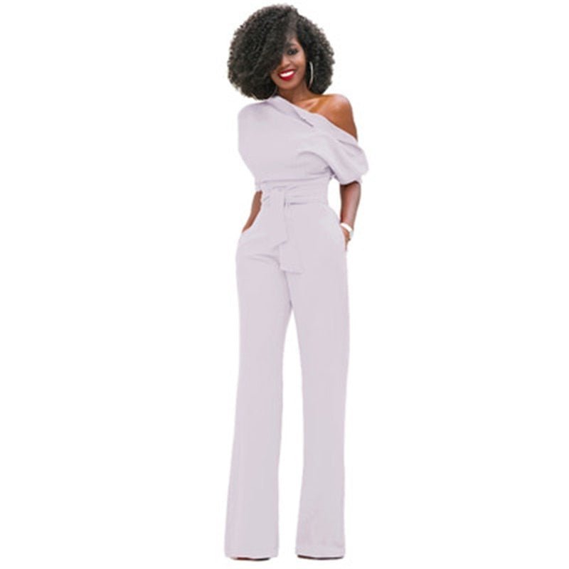 One-Shoulder Belted Jumpsuit | Wide-Leg Silhouette | Statement Evening Look
