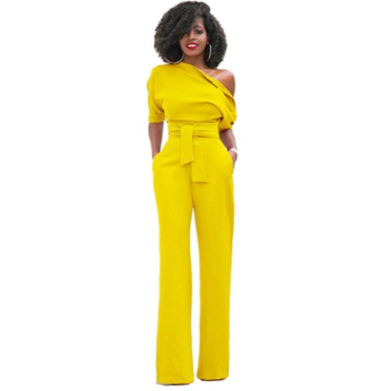 One-Shoulder Belted Jumpsuit | Wide-Leg Silhouette | Statement Evening Look