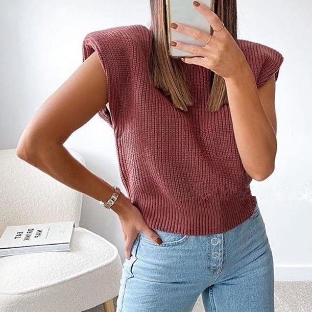 Sleeveless Mock Neck Knit Sweater | Ribbed Texture | Soft Acrylic Blend | Chic Layering Essential