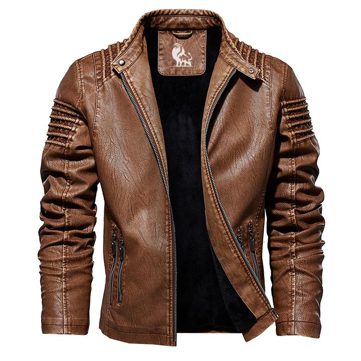 Men’s Faux Leather Moto Jacket | Zip Pockets & Quilted Shoulders | Slim Fit Biker Style