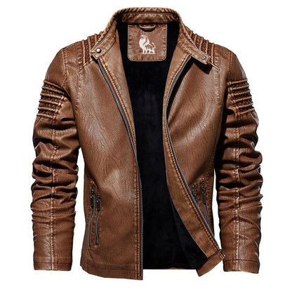 Men’s Faux Leather Moto Jacket | Zip Pockets & Quilted Shoulders | Slim Fit Biker Style