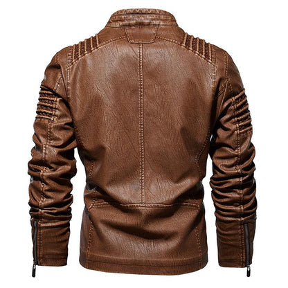 Men’s Faux Leather Moto Jacket | Zip Pockets & Quilted Shoulders | Slim Fit Biker Style