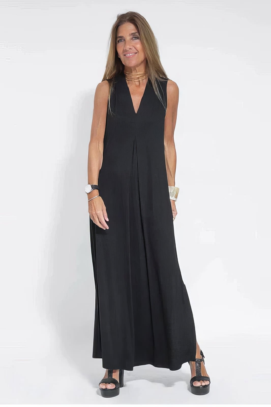 Sleeveless Maxi Dress | V-Neckline | Lightweight Flowy Fit