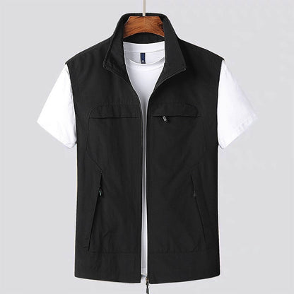 Men's Lightweight Utility Vest | Zip-Up Travel Layer | Multi-Pocket Design
